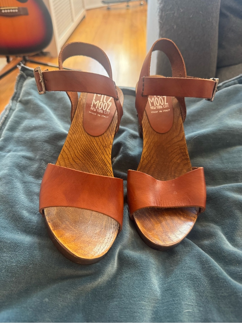 Miz Mooz Leather Platform Sandals with Wooden Block Heel